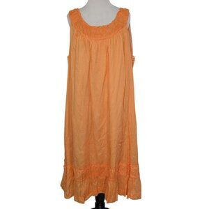 Talbots Cotton Midi Dress Womens Plus Size 20W Orange Sleeveless Lined Shift